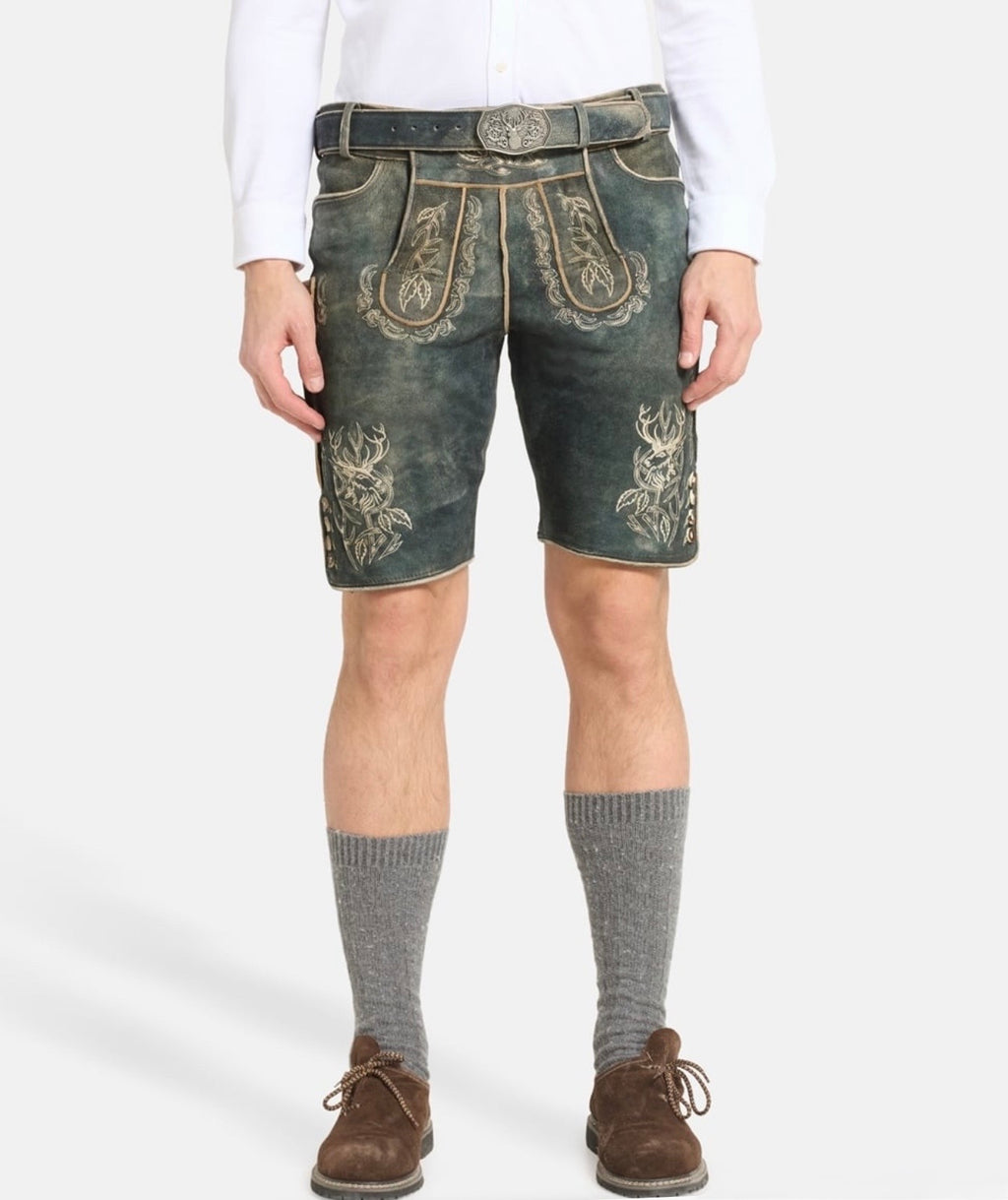 Lederhose Grün/Blau