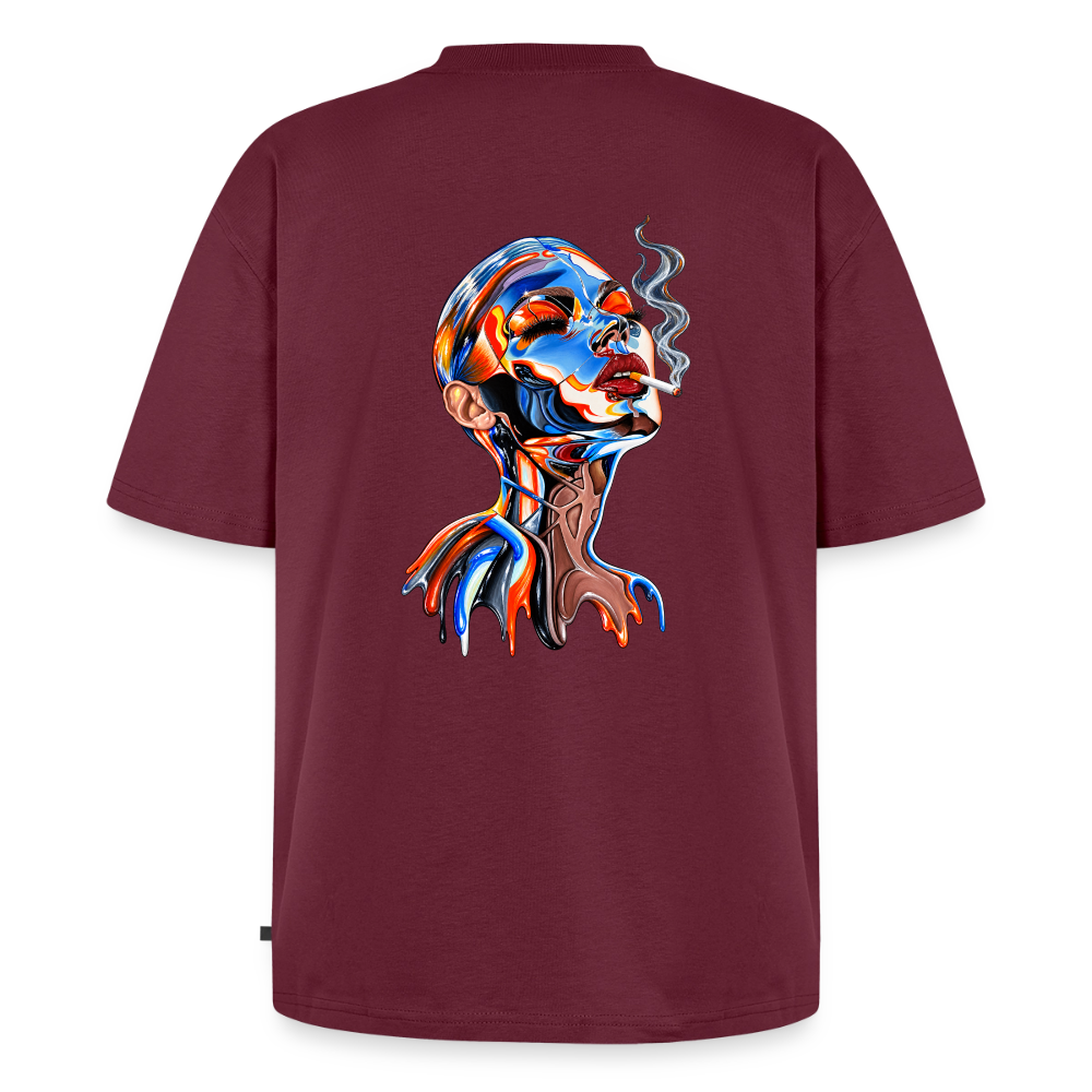 Unisex Oversized Bio künstlerisches T-Shirt - Burgunderrot