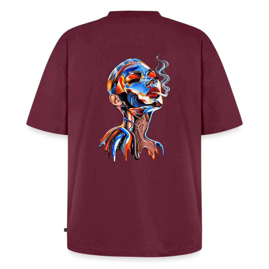 Unisex Oversized Bio künstlerisches T-Shirt - Burgunderrot