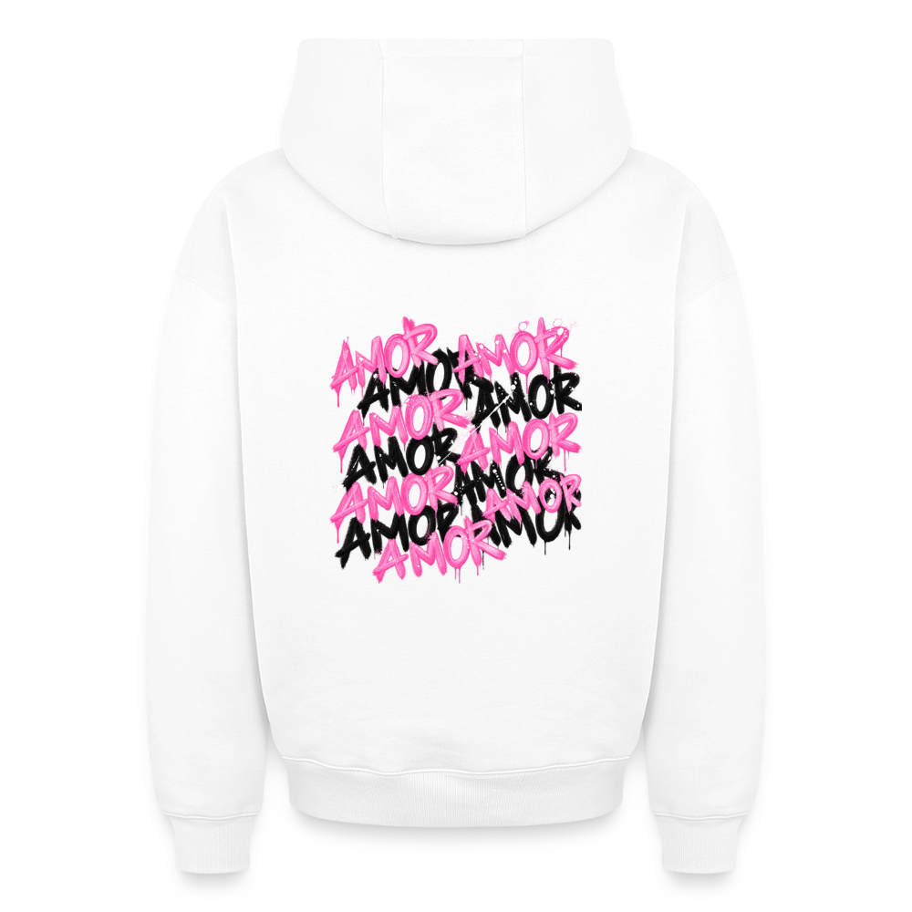 Oversized Heavyweight Unisex AMOR Hoodie - Weiß