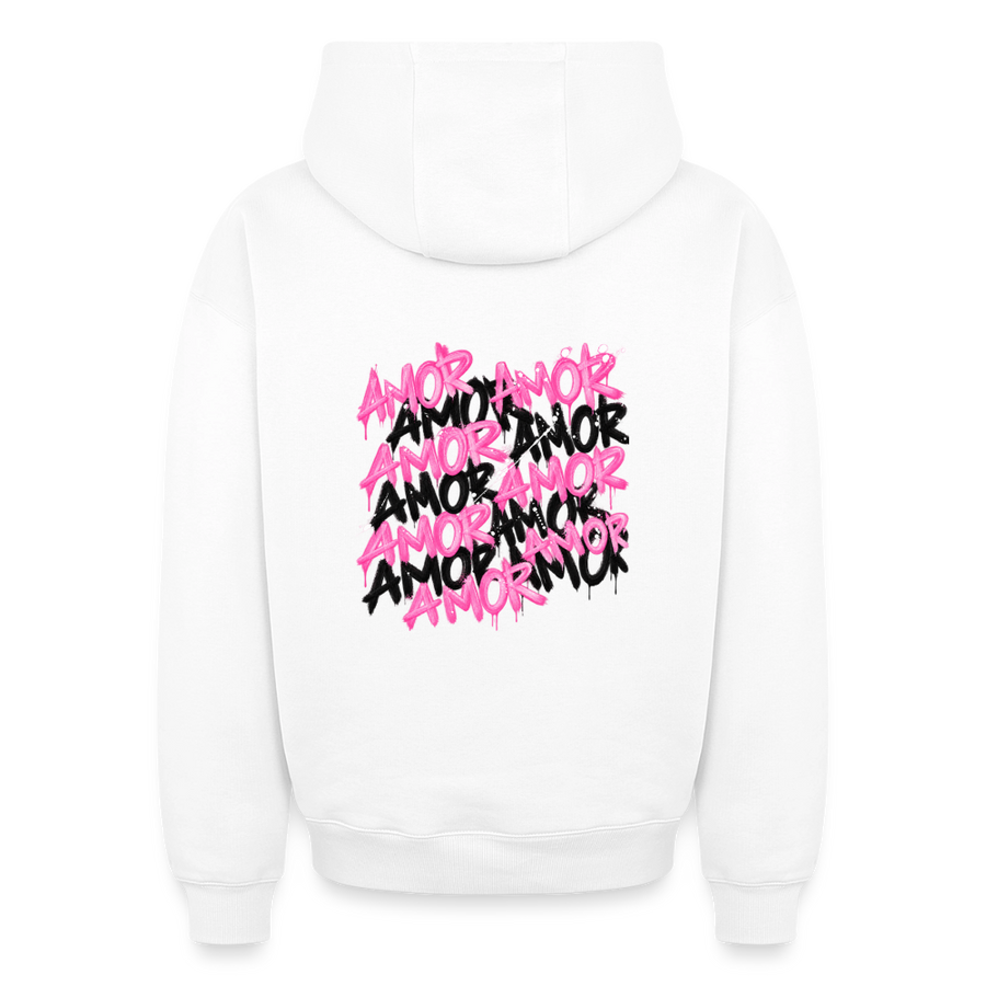 Oversized Heavyweight Unisex AMOR Hoodie - Weiß