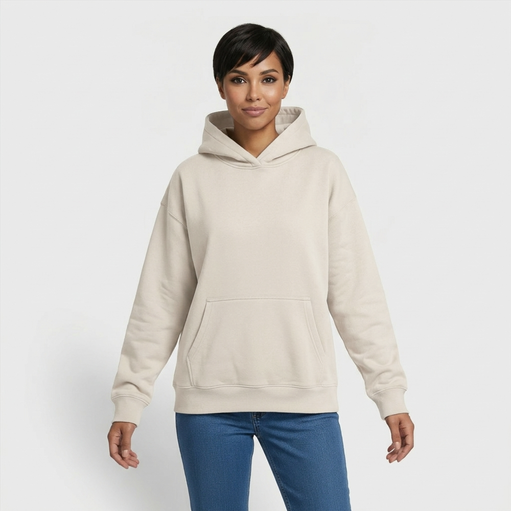 Oversized Heavyweight Unisex AMOR Hoodie - Beige