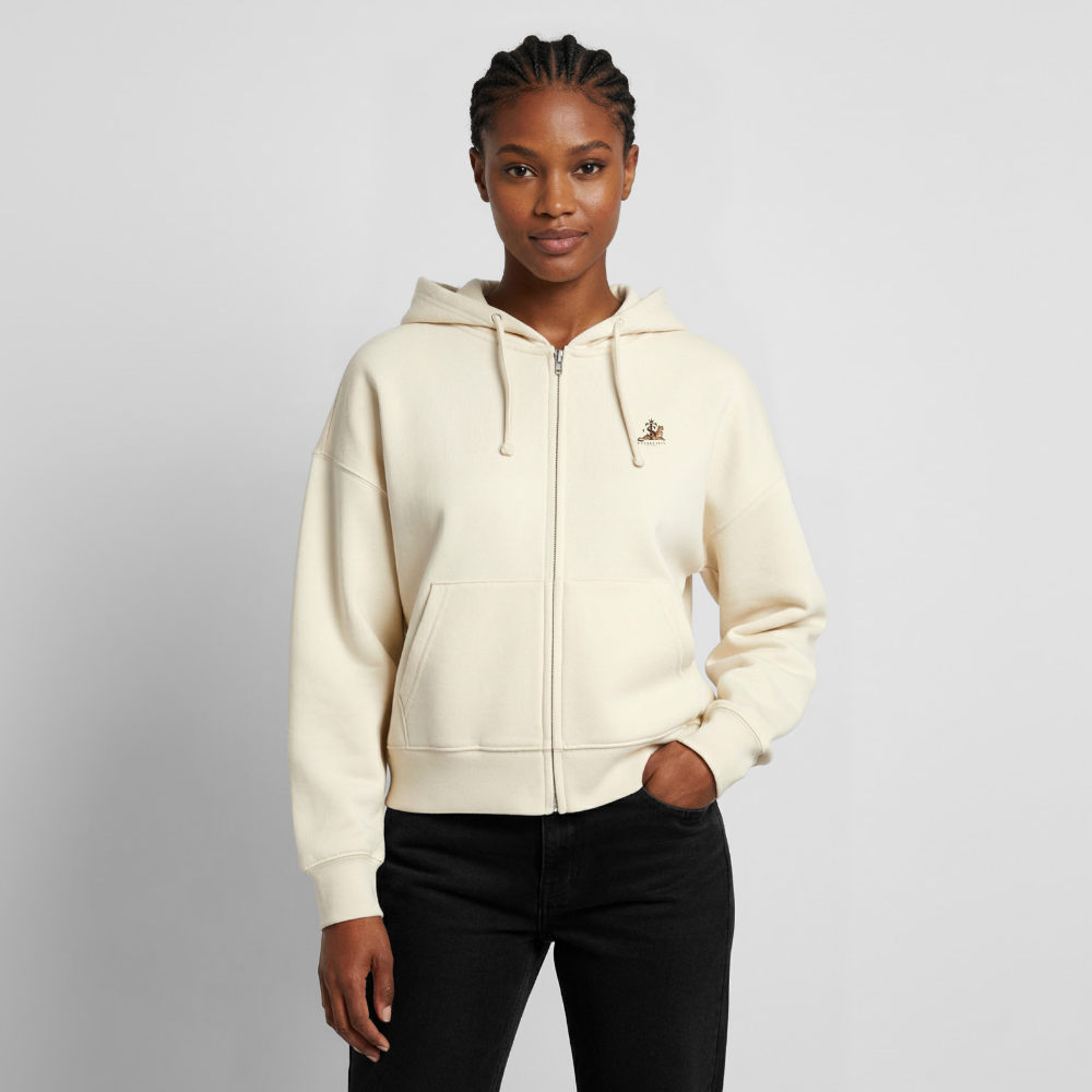 Boxy Frauen Zip Hoodie - Natur