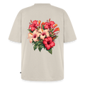 Unisex Oversized Bio Blumen T-Shirt - Beige