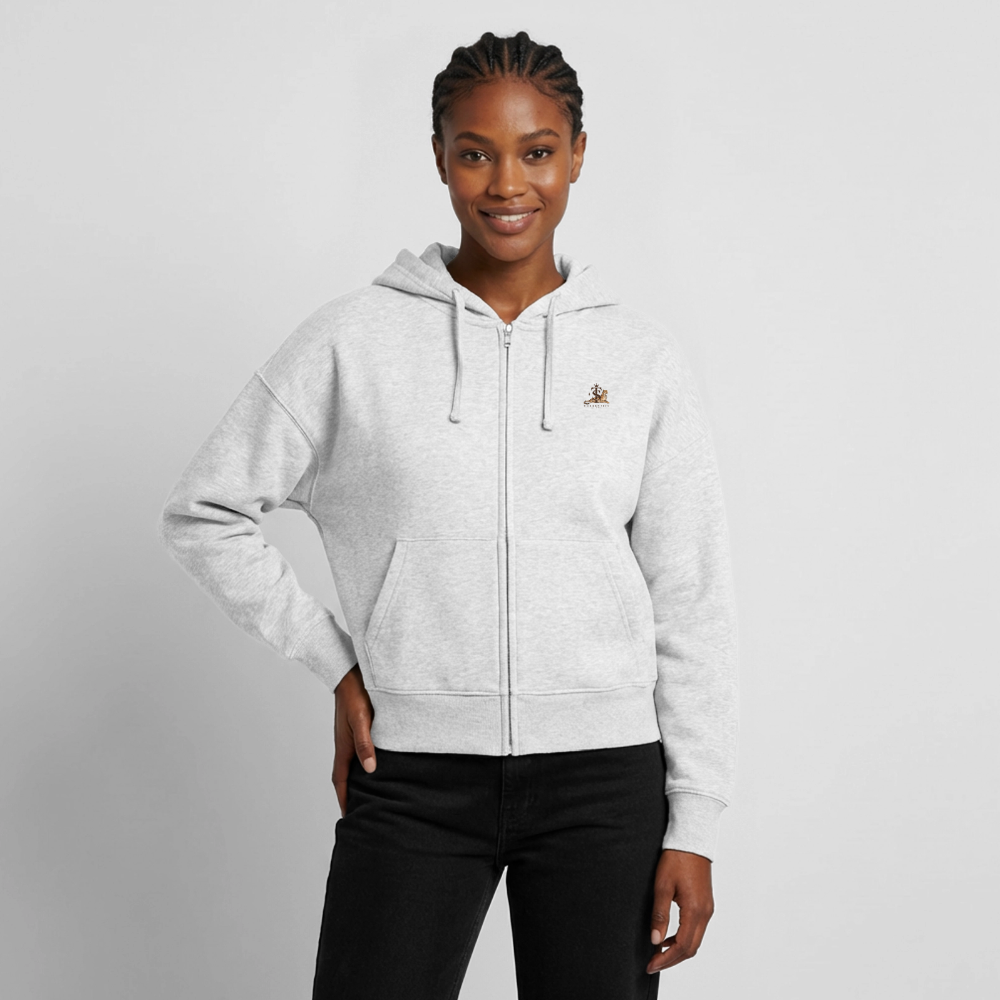 Boxy Frauen Zip Hoodie - Weiß meliert