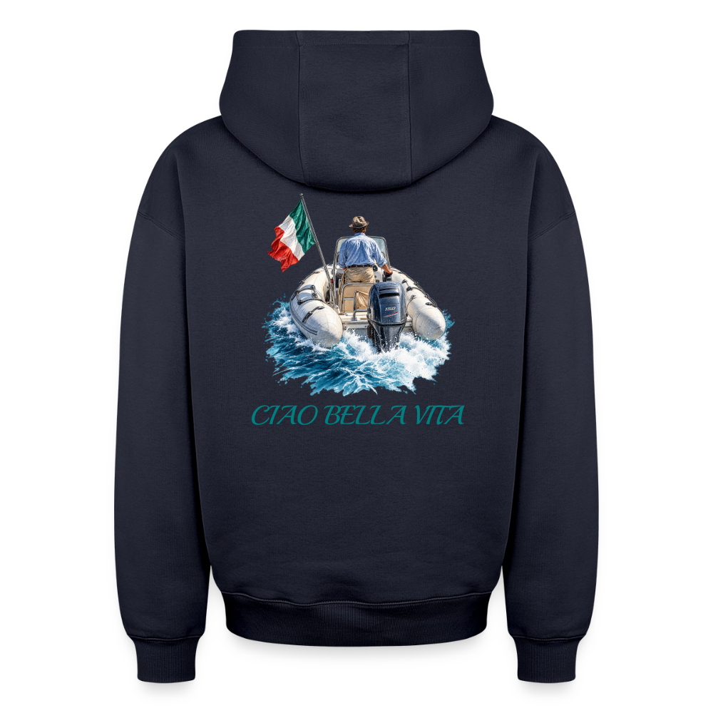 Oversized Unisex Ciao Bella Vita Hoodie - Navy