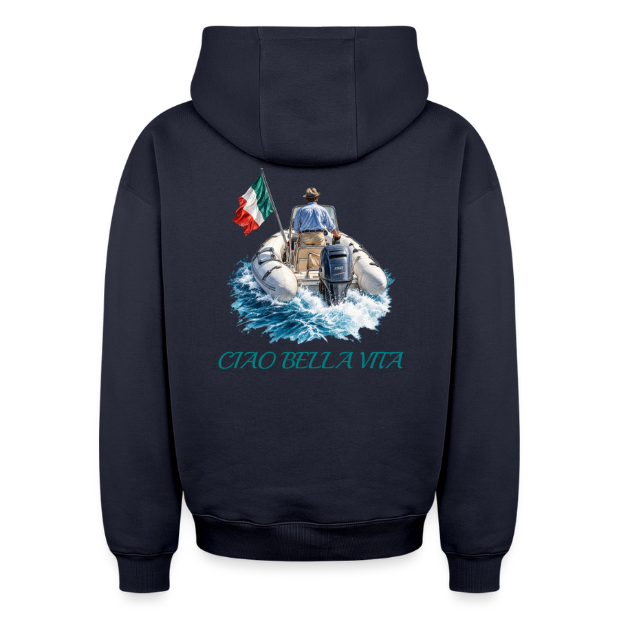 Oversized Unisex Ciao Bella Vita Hoodie - Navy