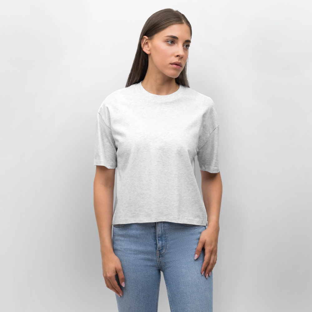 Frauen Boxy T-Shirt Lilie - Weiß meliert