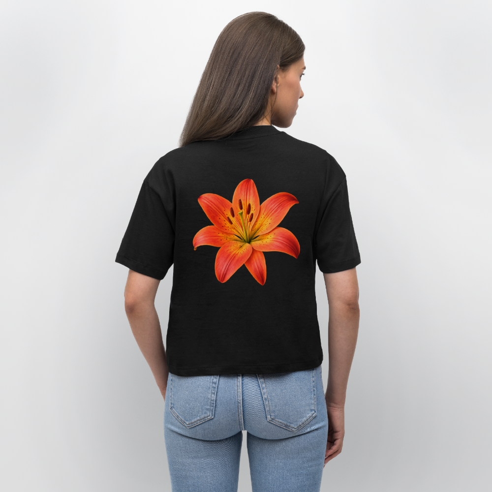 Frauen Boxy T-Shirt Lilie - Schwarz