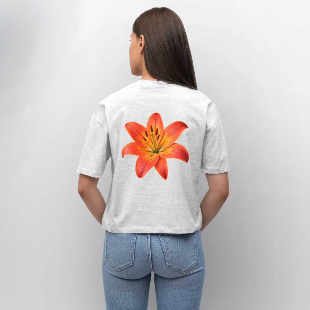 Frauen Boxy T-Shirt Lilie - Weiß meliert