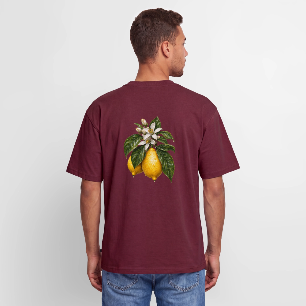 Unisex Oversized Bio Zitronen T-Shirt - Burgunderrot