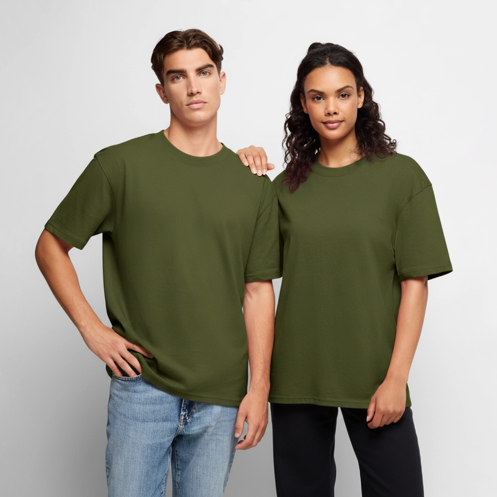 Unisex Oversized Bio Blumen T-Shirt - Khaki
