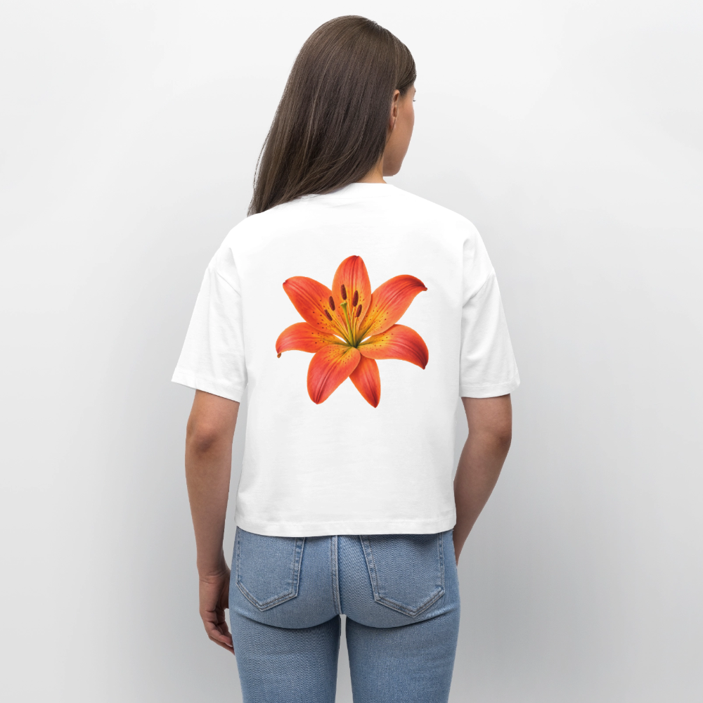 Frauen Boxy T-Shirt Lilie - Weiß