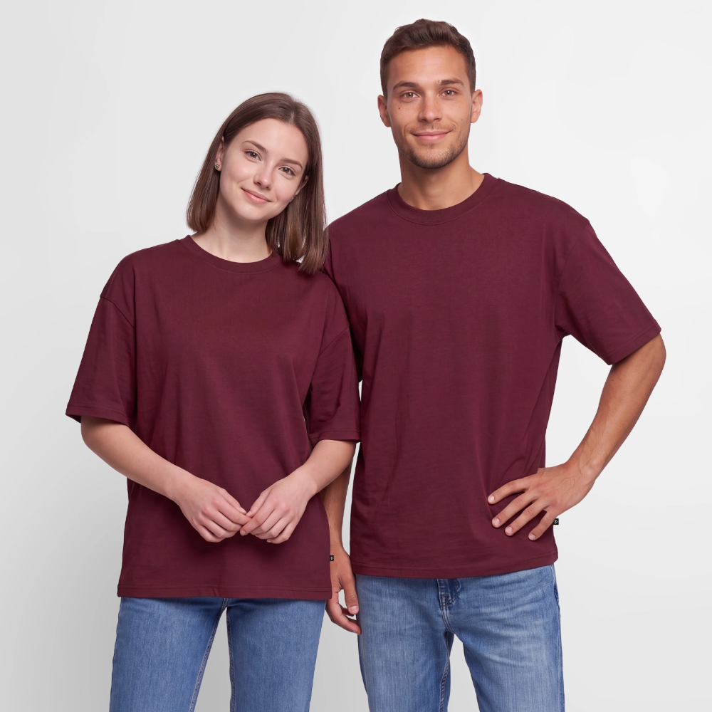 Unisex Oversized Bio künstlerisches T-Shirt - Burgunderrot