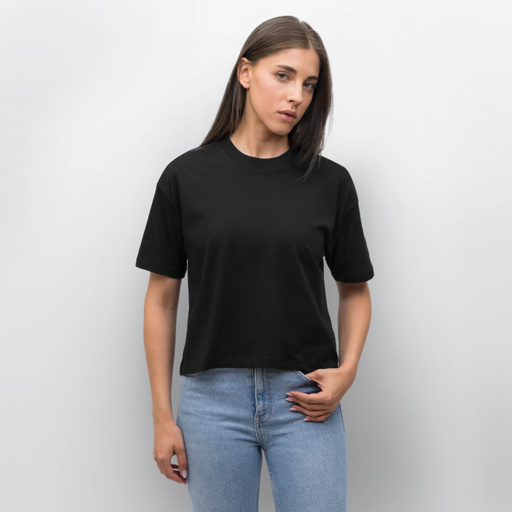 Frauen Boxy T-Shirt Lilie - Schwarz