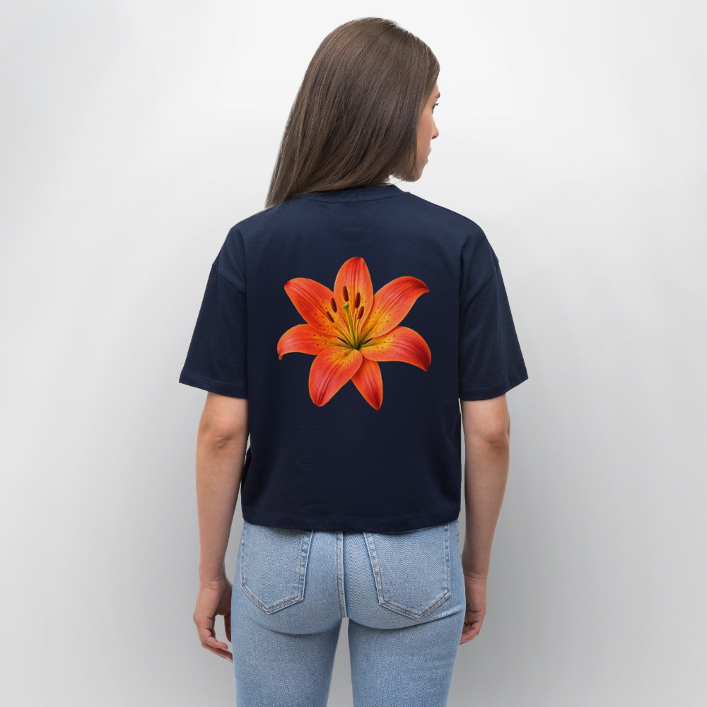 Frauen Boxy T-Shirt Lilie - Navy