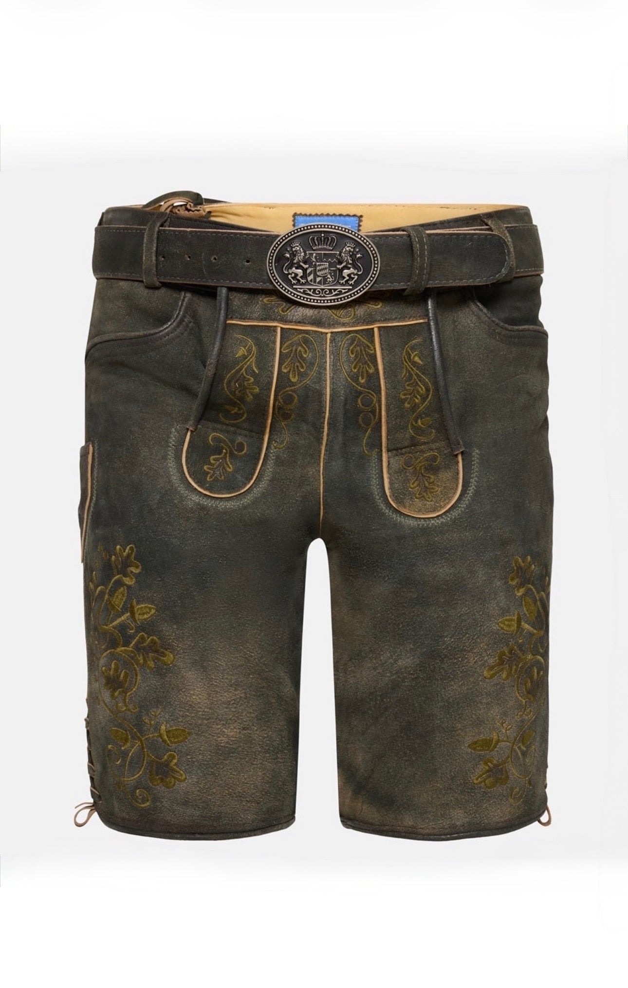 Traditional dark green leather trousers