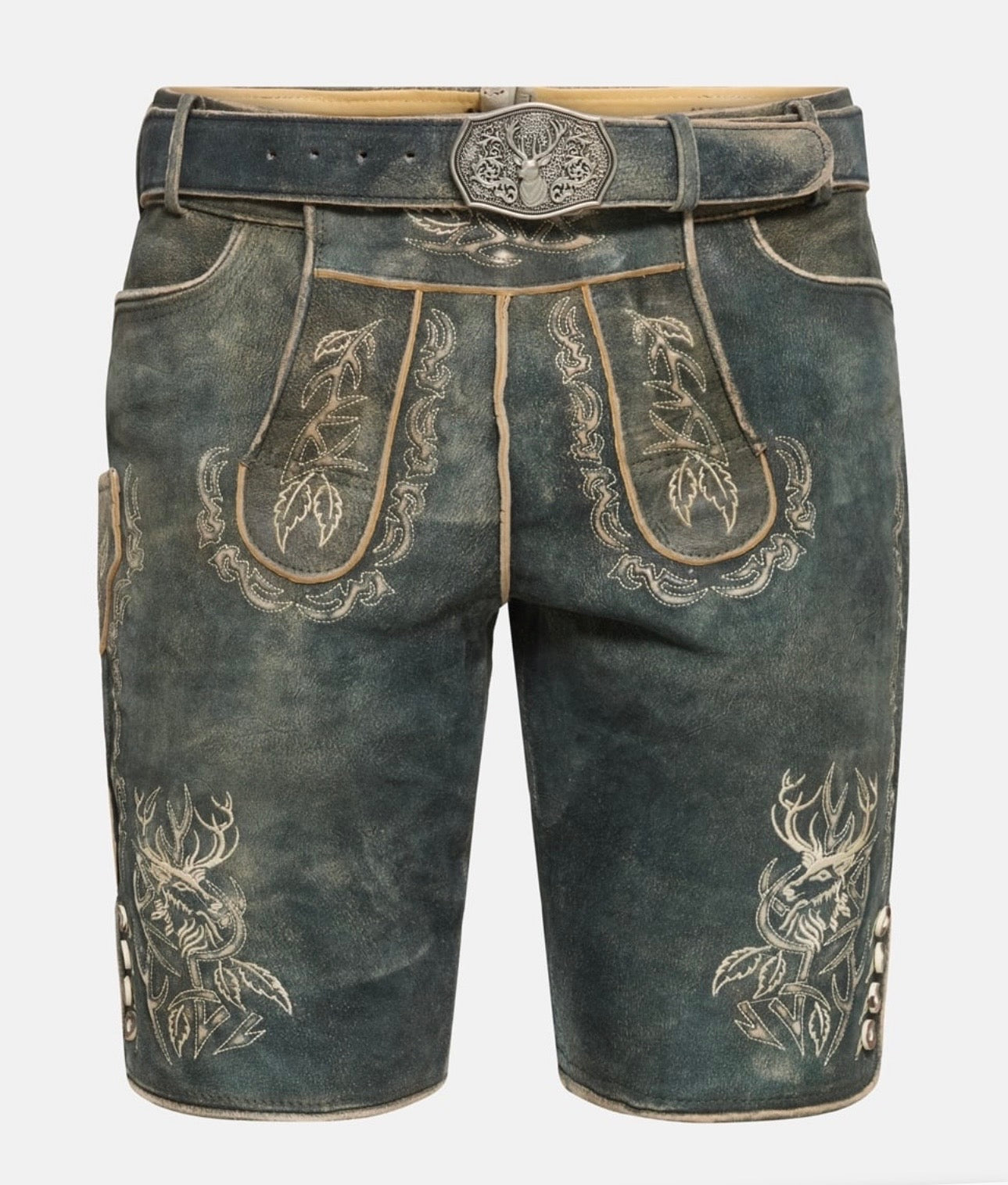 Traditional Leather Trousers Green/Blue