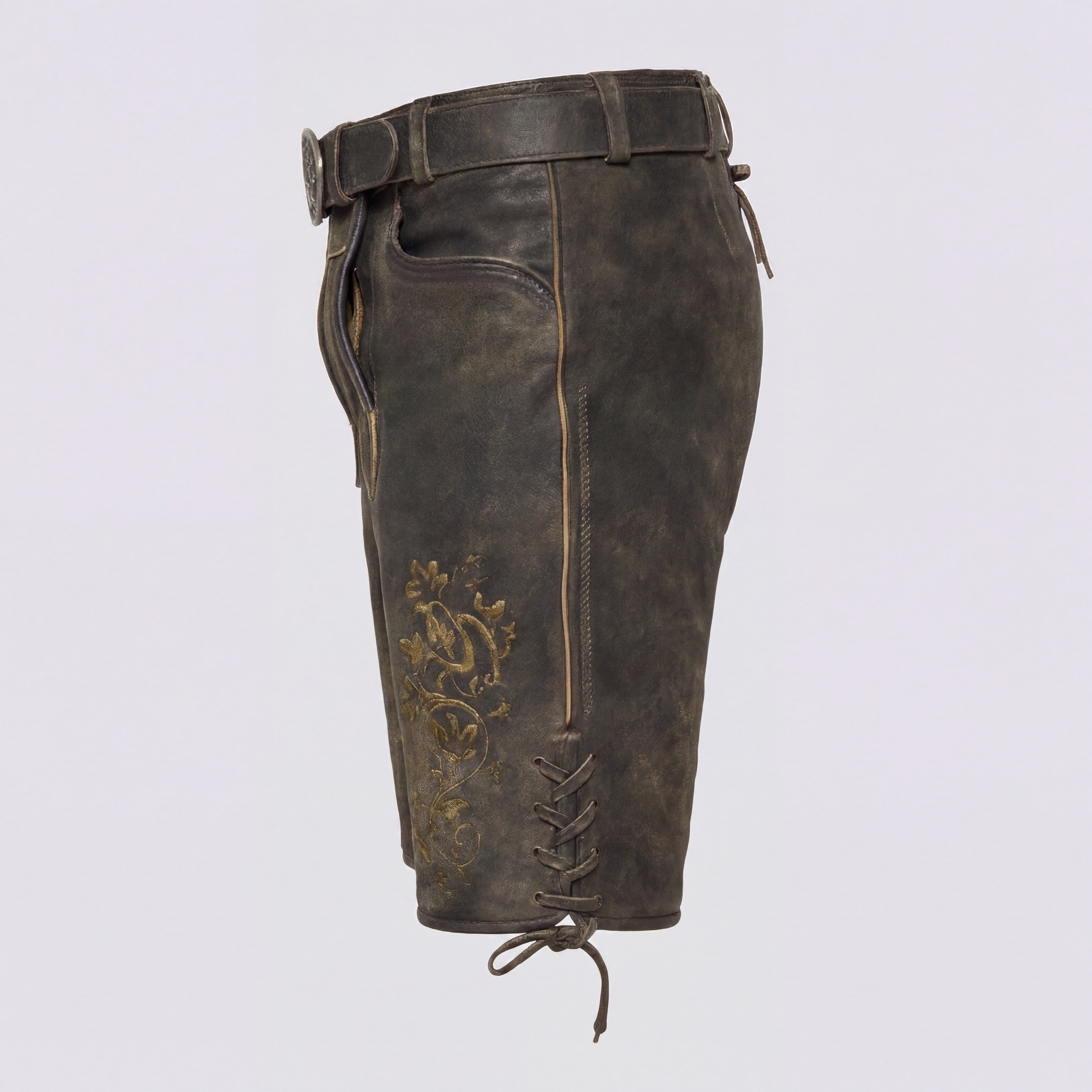 Traditional dark green leather trousers