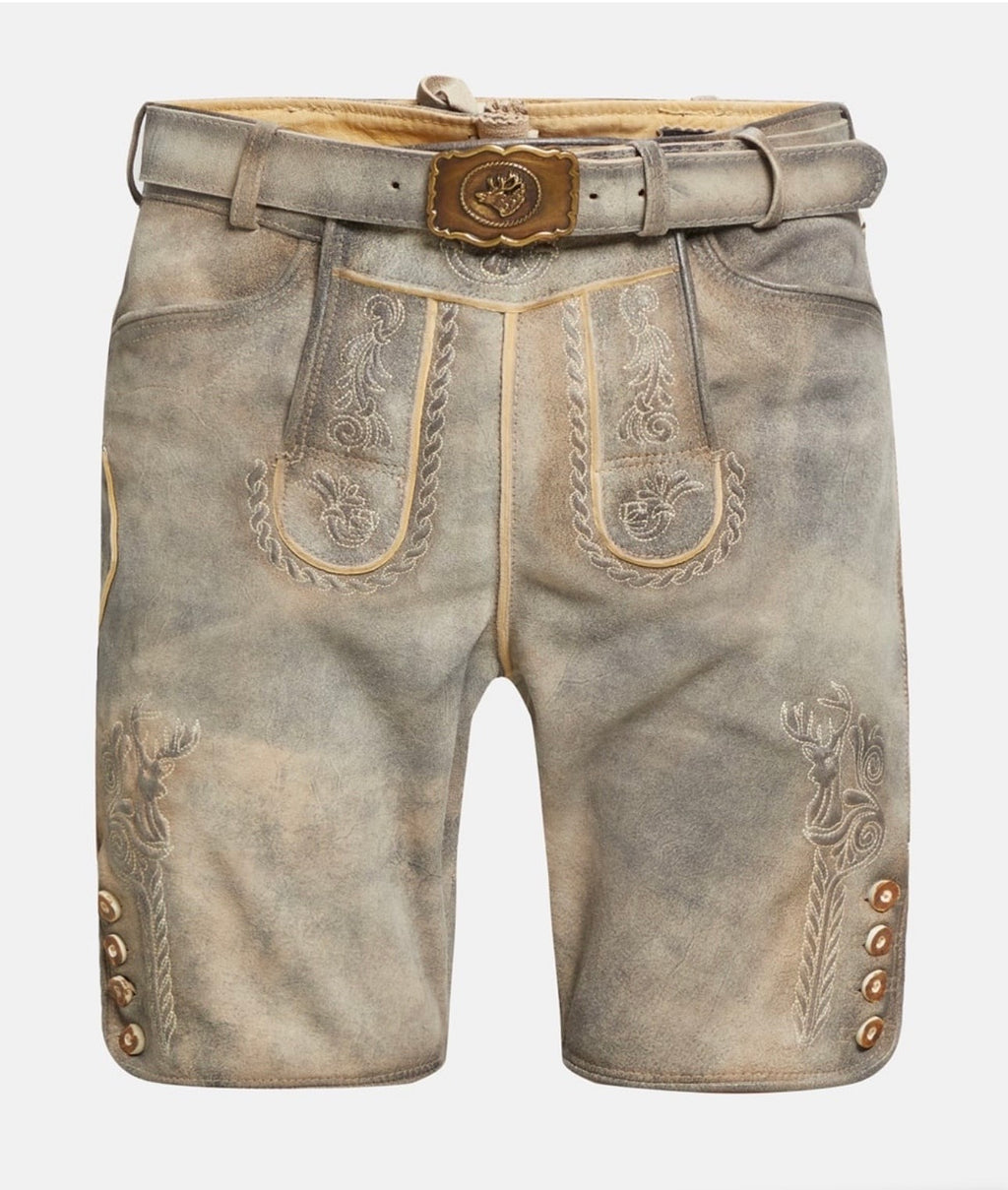 Lederhose Weiß/Grau