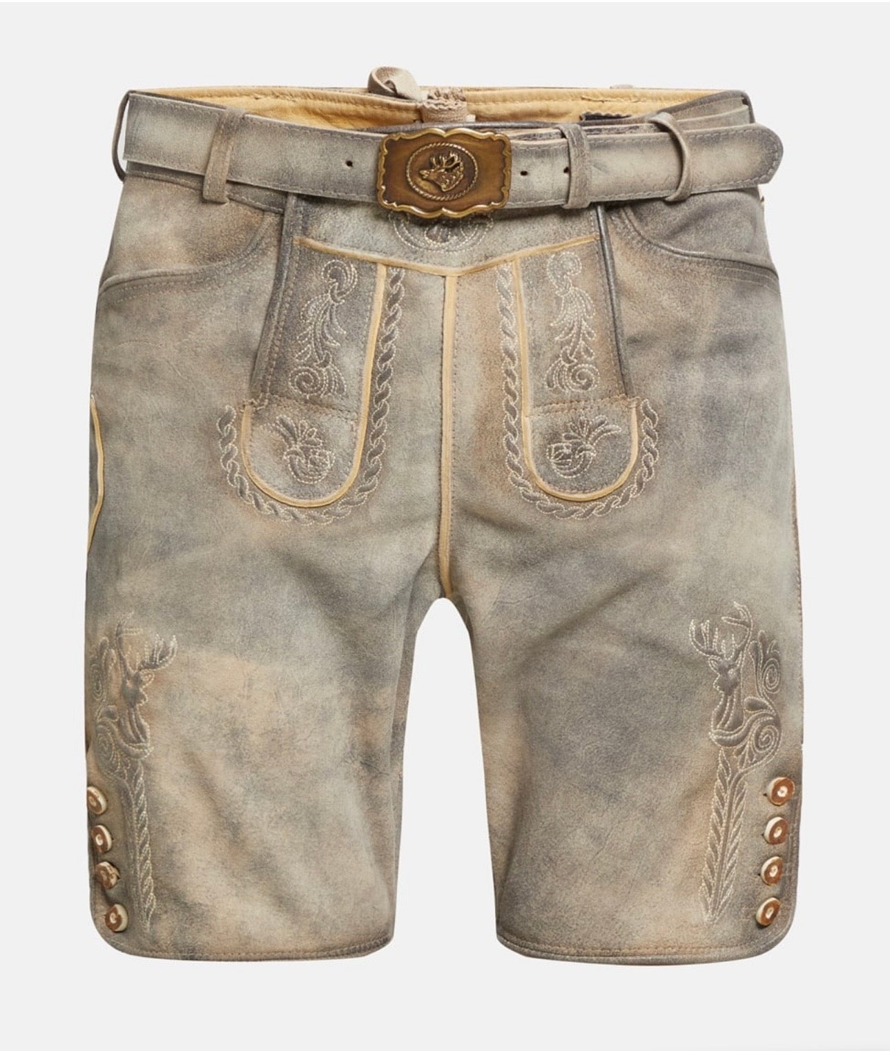 Traditional Leather Trousers White/Grey