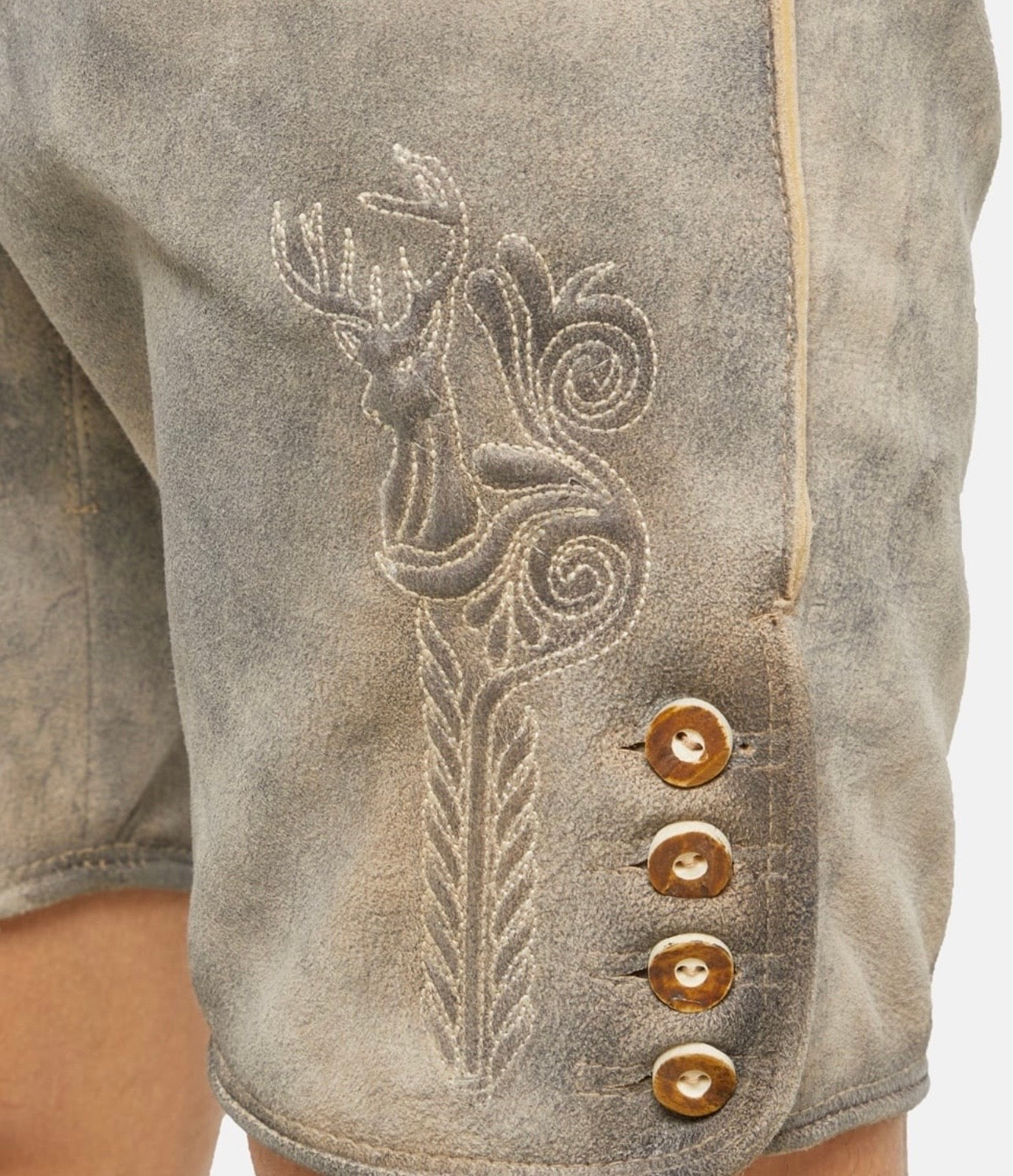 Traditional Leather Trousers White/Grey