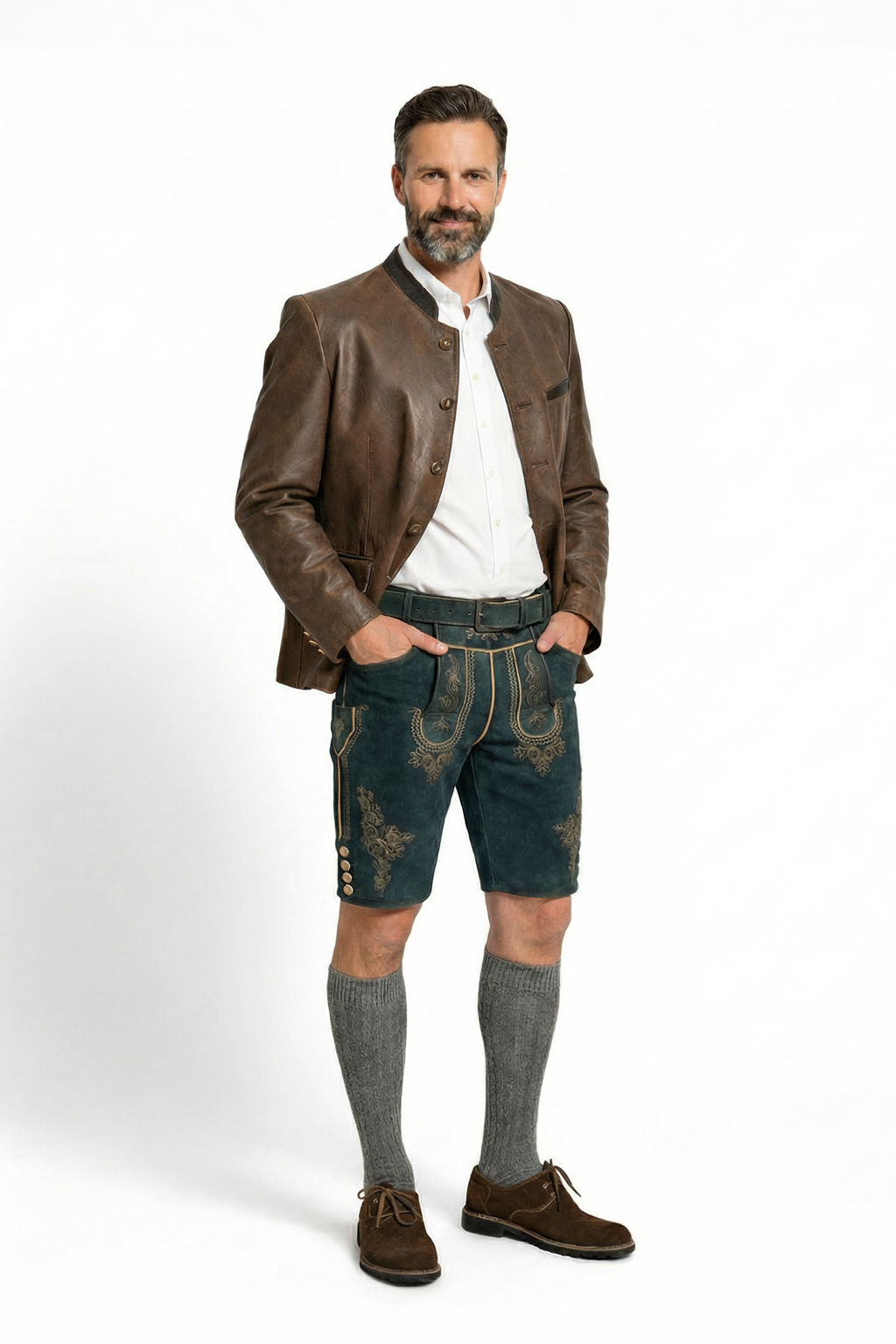 Traditional Leather Trousers Green